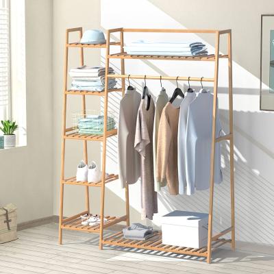 China New products extendable bamboo and wooden multifunctional modern simple cloth hanger for home for sale