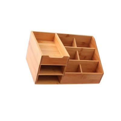 China Sustainable Office Storage Organizer Office Natural Container Bamboo Display Rack for sale