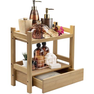 China Latest Design Sustainable Housewares Bamboo Desktop Makeup Organizer For Desktop Storage Rack And Holders for sale