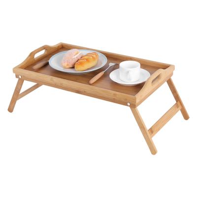 China Latest Design Laptop Folding Viable Serving Bamboo Breakfast Foldable Food Tray, Bed Tray Table With Folding Legs for sale