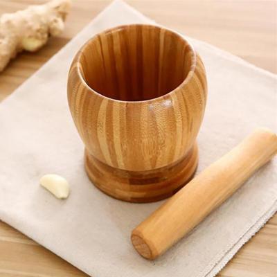 China Manual Wooden Garlic Crusher Ginger Spices Press Grinder Bowl Practical Kitchen Viable for sale