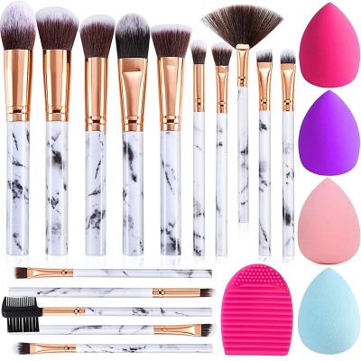 China Angular Blush Free Sample 15 Pcs Marble Full Set Eyeshadow Professional Loose Powder Eye Makeup Brush Tool Kit Cosmetic Make Up Brushes for sale