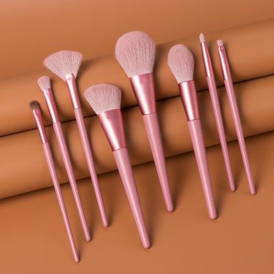 China Angular Blush Professional Wholesale Private Label Cosmetology Woodhandle Golden Thickened Makeup Brush Set for sale