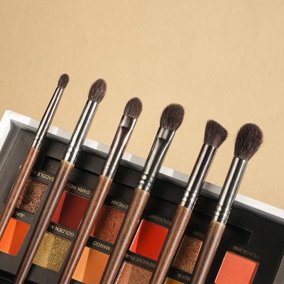 China Angular Blush Brush 100%, Makeup Brush 6Pcs Goat Eyeshadow Base Eye Makeup Brush Professional Flat Eyeshadow Brush for sale