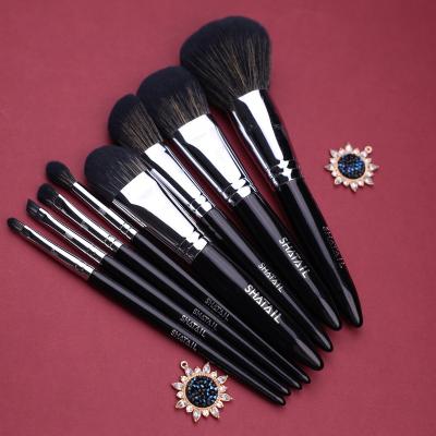 China Angular Blush Durable Soft Floss Black Makeup Brush Set With Case, Makeup Brush Logo for sale