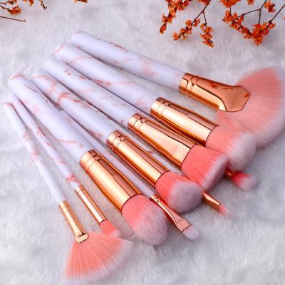 China Angular Blush 10Pcs Synthetic Fiber Makeup Brush Professional Private Label Makeup Brush Cosmetic Tool Kit for sale