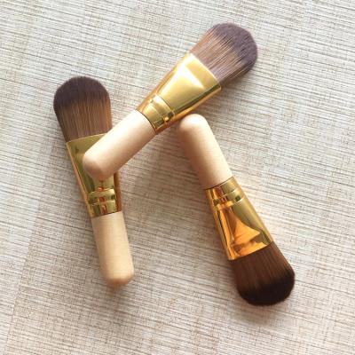 China High Quality Short Handle Flat Brush Cosmetic Brushes Wholesale Single Synthetic Face Mask Brush Wooden Handle Hair For Mask for sale