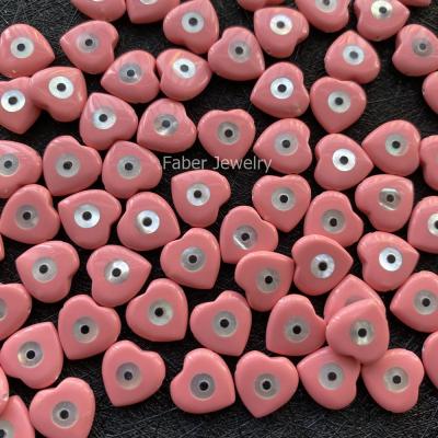 China 2022 New Arrival Synthetic Turquoise Pink Color Play Or Fire Heart Shape 8x8mm For Evil Eye Bracelet Pink for sale