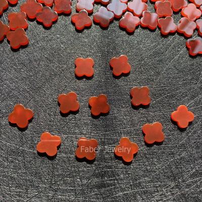 China Factory direct sale color set or natural agate fire agate slice four leaf clover popular red stone for sale