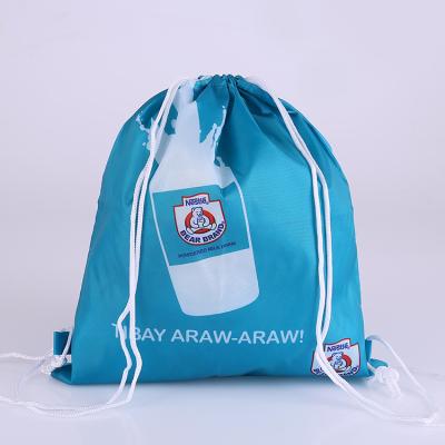 China Durable Reusable Wholesale Polyester Custom Printed Drawstring Bags for sale