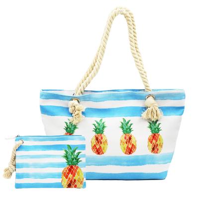 China High Quality Eco-friendly Fashion Canvas Beach Bag Large Sets Tote Beach Bags With Custom Printed for sale