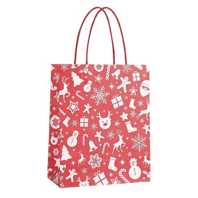 China Hot Selling Cheap Custom Materials Recycled Logo Christmas Gift Kraft Paper Bag for sale