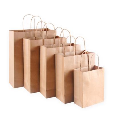 China Reused Materials Custom Logo Brown Kraft Paper Bag For Gift Wrapping for sale