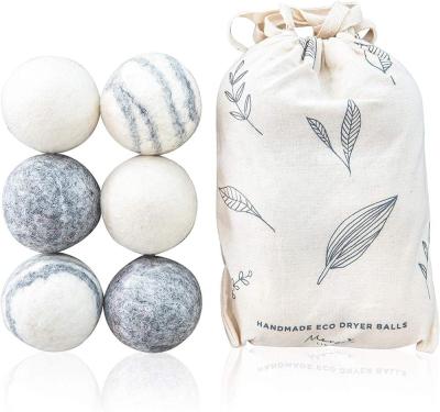 China Reduce wrinkles & Static Cling Wholesale Eco Friendly 6 Pack Laundry Wool Dryer Balls With Cotton Bag for sale