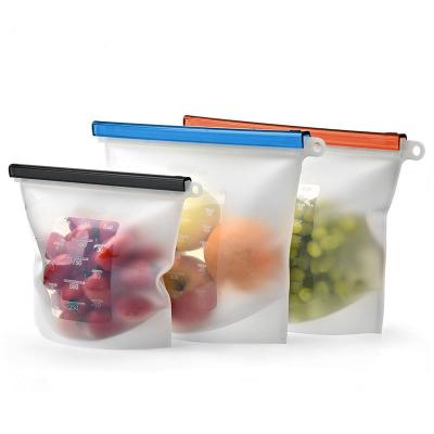 China 1500ml Large Eco Friendly Reusable Reusable Ziplock Silicone Food Storage Bag for sale