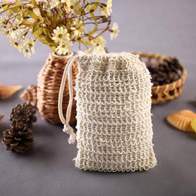 China Wholesale Eco-Friendly Washable Natural Drawstring Customized Sisal Soap Bag Sisal Soap Bag Without Plastic Bag Packing for sale