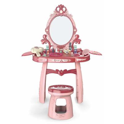 China Eco-friendly pretend play vanity set for little girls with mirror and makeup table for kids beauty set with fashion and makeup accessories for sale