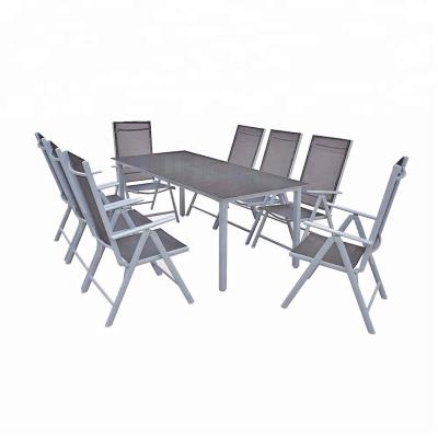 China Weather Furniture 9pcs Outdoor Black Chair And Dining Table Set Outdoor Furniture Sofa Seat Set For 8 for sale