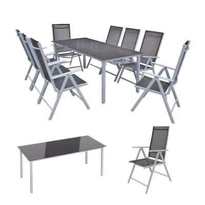 China Weather Resistant Aluminum Outdoor Folding Table And Chairs Dining Set For 8 for sale