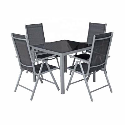 China Weather Resistant Aluminum Folding Garden Chair Attached Table Sets For 4 for sale