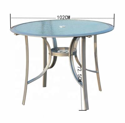 China Cheap outdoor KD restaurant coffe garden round table with plastic fixing frame for sale