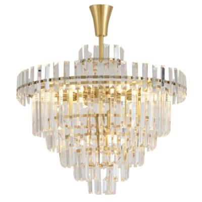 China Modern Round Classic Copper Crystal Pendant Light Bulb Prism K9 Fringe Chandelier for sale