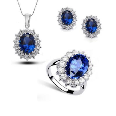 China 2022 New Arrival Women's Necklace Pendant Jewelry Multi Colors 925 Cubic Zircon Nickel Free Sterling Silver Plated Crystal Blue Set for sale