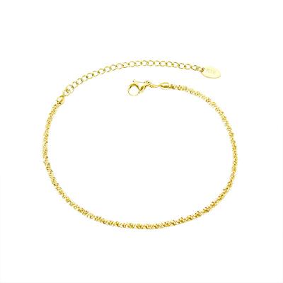 China Minimalist Jewelry Bling Nickel Free Lead Free IP Plating 18K Gold Plated 25cm Stainless Steel Cauliflower Chain Bracelet Anklet For Women for sale