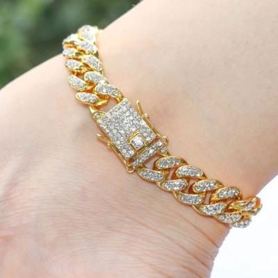 China Lead Free 18K Gold Nickel Plated Micro CZ Inlaid Cubic Zircon Hip Hop Cuban Chain Anklet Iced Out Diamond Miami Cuban Chain Cuban Anklet for sale