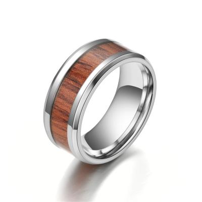 China 2022 Fashion Titanium Stainless Steel Lead Free Nickel Free Rhodium Plated Wholesale Wooden Round Rings For Men for sale