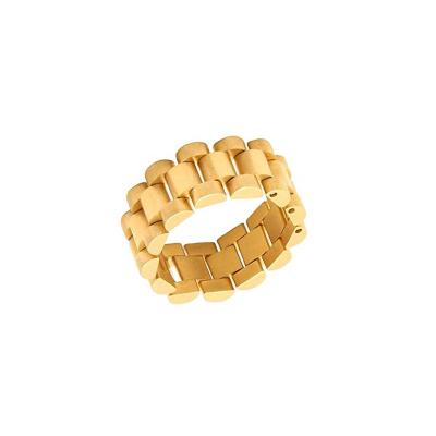 China Fashion Stainless Steel Ring 18K Gold Plated Lead Free Nickel Free Watch Band Link Chain Rings Jewelry Women for sale