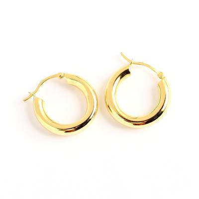 China FASHIONABLE 18K Gold Plated Minimalist Chunky Thick Hoop Earrings Hypoallergenic Women Jewelry 316L Stainless Steel for sale