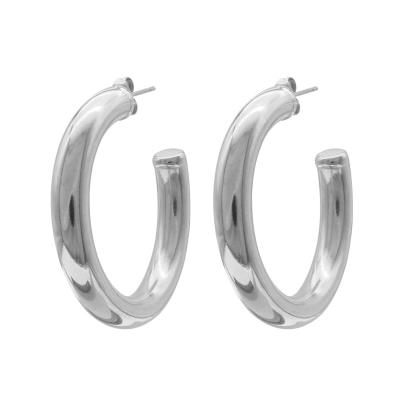 China FASHIONABLE European and American hot-selling chunky c-shaped stainless steel hoop earrings 14K gold plated hollow round earrings for sale