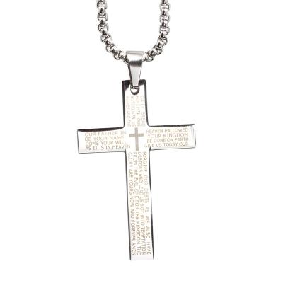 China Free preview FASHIONABLE HipHop High Quality Lettering Jesus Cross Stainless Steel Necklace Pendant Stylish Jewelry For Male for sale