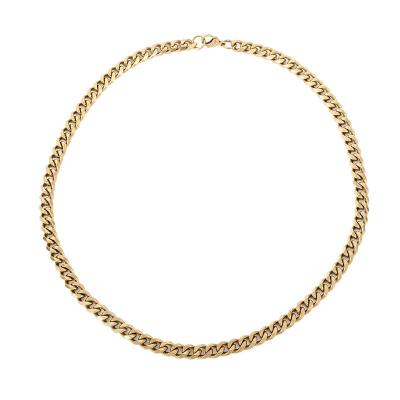 China Hot-Selling Cuban Link Chain Chokers Stainless Steel Base Punk Necklace For Women Men Vintage Black Gold Tone Solid Metal for sale