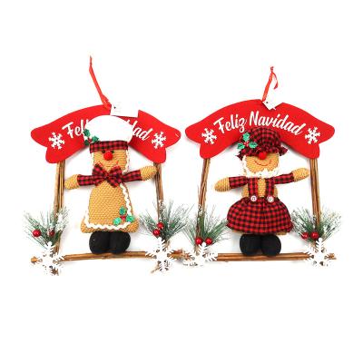 China Artificial Chirstmas Decor Gingerbread Man Christmas Doll Toys Decorate Christmas Tree Toy Pine Wood Needles for sale