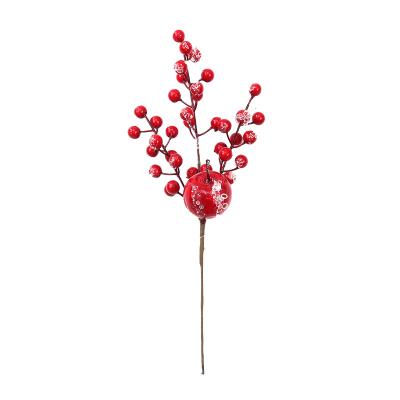 China Christmas Tree Ornaments Artificial Red Red Berry Picks Berries Stems Branch Christmas Decorations Supplier For Festival for sale