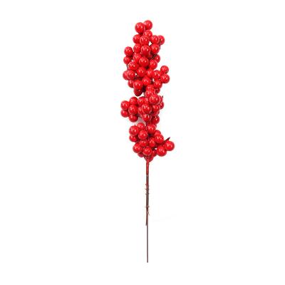 China Christmas Tree Ornaments Artificial Christmas Red Berry Branches Customized Berries Red Holly Ornaments For Wreath for sale