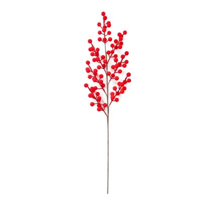 China Christmas Tree Ornaments Exquisite Red Artificial Flowers Xmas Berries China Decoration Berry Branches With Flock Shell for sale