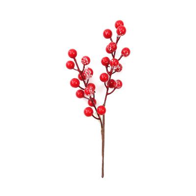 China Christmas Tree Ornaments Wholesale Red Berries Branch Christmas Berry With Sparkly Silver Sequins Ratan Braid Accessories For New Year for sale