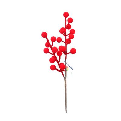 China Christmas Tree Ornaments China Wholesale Exquisite Berry Flock Christmas Artificial Red Berries Handmade For Holiday Decorations for sale