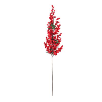 China Christmas Tree Ornaments Moss Berry Long Stem Pine Cone Artificial Decorative Red Christmas Decorations for sale