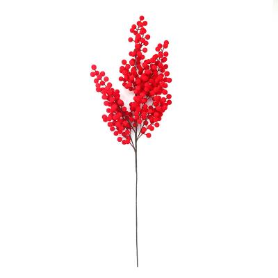 China Christmas Tree Ornaments Long Stem Artificial Red Berry Decorative Red Foam Berry for Festival Holidays and Home Decor for sale