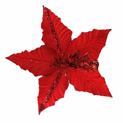 China Wholesale Holiday Home Decor Products Force Supplier Santa Fuzz Fabric Flower 5 Pieces Christmas Decoration Artificial Poinsettia Tree for sale