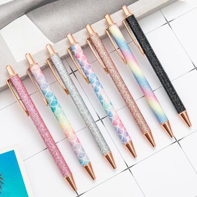 China Shiny Agriculture Glitter Sequin Metal Ballpoint Pen With Custom Logo For Gift Promotion Wedding Party for sale