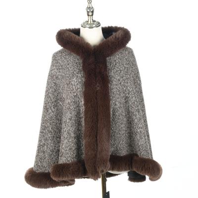 China Winter Women Faux Fur Overcoat Shawl Coat Luxury Warm Cardigan Coat Open Dot Fur Cape for sale