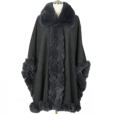 China Solid Fur Poncho Winter Shawl Faux Fur Collar Shawls Warm Winter Women's Faux Fur Capes Shawls For Women for sale