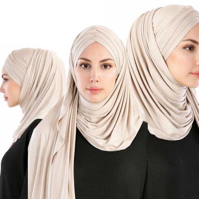 China Factory Direct Four-Layer Ladies Single Breasted Monochromatic Cotton Singlet Muslim Thick Hijab Scarf for sale