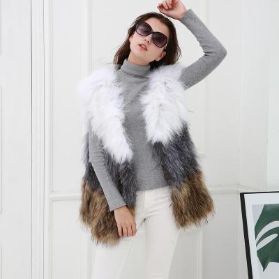 China New Fashion Real Fur Waterproof Vest Women Genuine Raccoon Fur Vest Vest Winter for sale