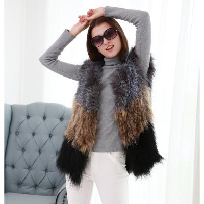 China New Design Real Raccoon Fur Waterproof Ladies Vest Winter Warm Vest Fur Waistcoat For Women for sale